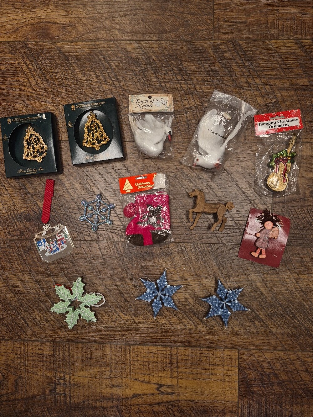 Vintage Deadstock Christmas Dove, Swan, Handcrafted Ornaments Holiday Decor Lot